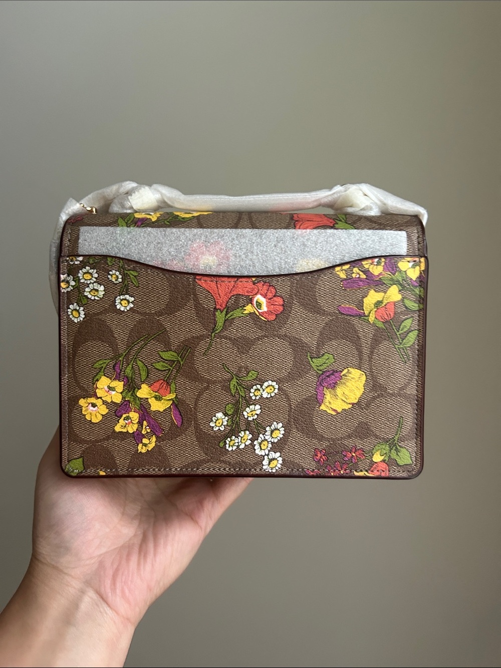 NWT Coach Mini Klare Crossbody Signature Canvas w/ Floral Print,Khaki Multi/Gold - Picture 4 of 7